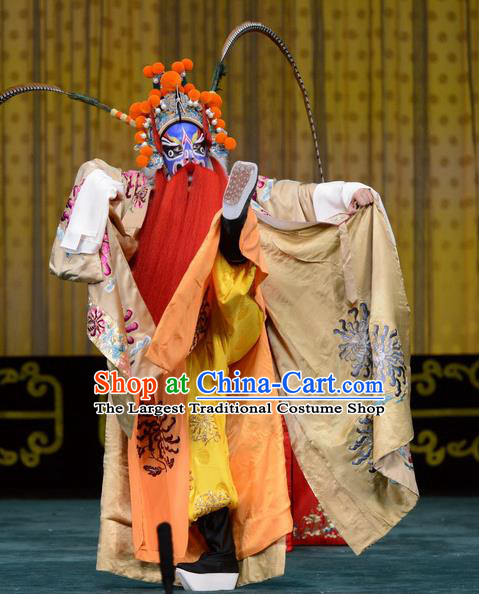 Chained Traps Chinese Peking Opera Old Man Dou Erdun Garment Costumes and Headwear Beijing Opera Takefu Apparels Martial Male Clothing