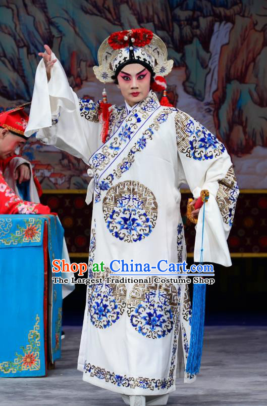 Romance of the Iron Bow Chinese Peking Opera Xiaosheng Garment Costumes and Headwear Beijing Opera Niche Apparels Martial Male Kuang Zhong Clothing