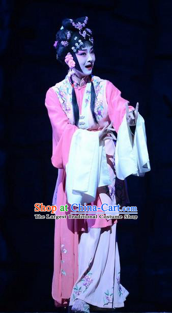Chinese Beijing Opera Xiaodan Apparels Tian Dao Xing Costumes and Headdress Traditional Peking Opera Maidservant Li Ruilian Dress Servant Girl Garment