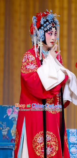 Chinese Beijing Opera Young Mistress Apparels Qi Shuang Hui Costumes and Headdress Traditional Peking Opera Actress Dress Bride Li Guizhi Garment