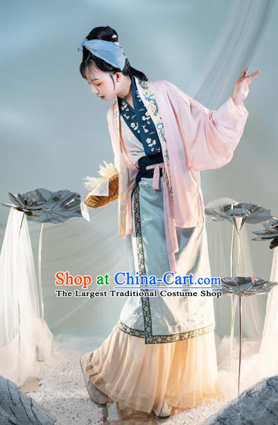 Chinese Ancient Country Women Hanfu Dress Traditional Garment Song Dynasty Civilian Lady Apparels Historical Costumes Complete Set