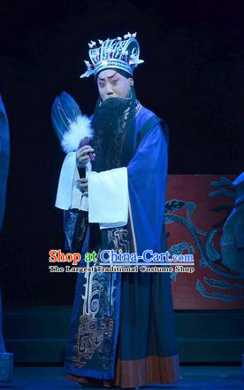 Qu Yuan Chinese Peking Opera Chancellor Garment Costumes and Headwear Beijing Opera Laosheng Apparels Official Clothing