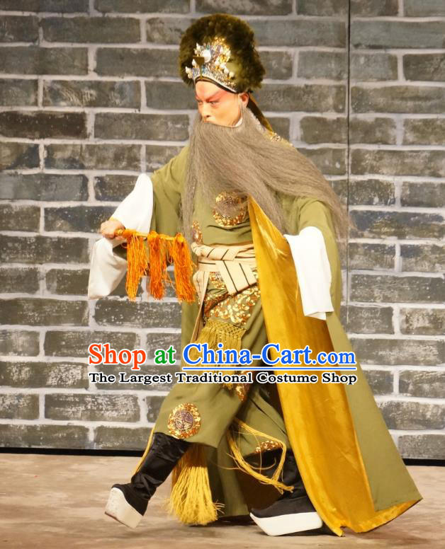 Seven Heros Five Gallants Chinese Peking Opera Elderly Male Garment Costumes and Headwear Beijing Opera Laosheng Apparels Landlord Clothing