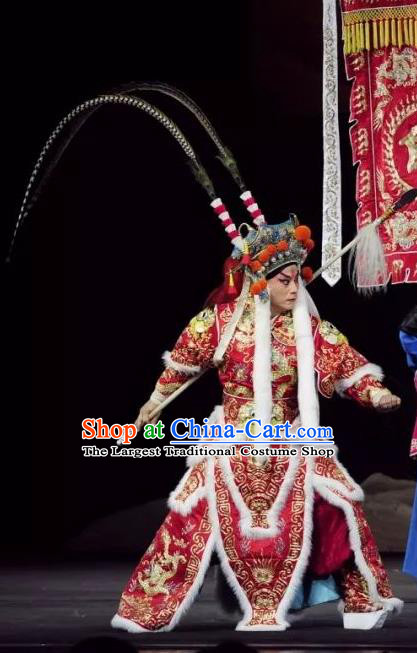 Return to the Han Dynasty Chinese Peking Opera General Garment Costumes and Headwear Beijing Opera Martial Male Apparels Takefu Armor Clothing