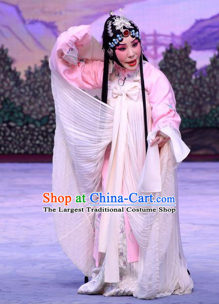 Chinese Beijing Opera Distress Female Apparels Liu Lanzhi Costumes and Headpieces Traditional Peking Opera Young Woman Dress Diva Garment