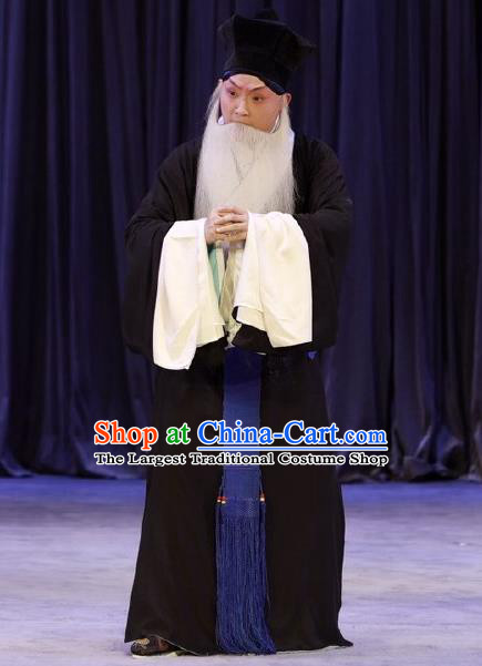 Nan Tian Men Chinese Peking Opera Old Servant Garment Costumes and Headwear Beijing Opera Jing Role Apparels Laosheng Cao Fu Clothing