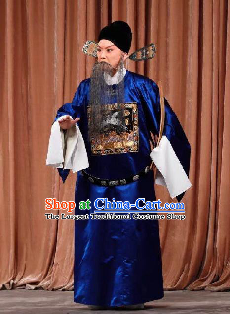 Xing Han Tu Chinese Peking Opera Old Official Zhang Cang Garment Costumes and Headwear Beijing Opera Laosheng Apparels Elderly Male Clothing