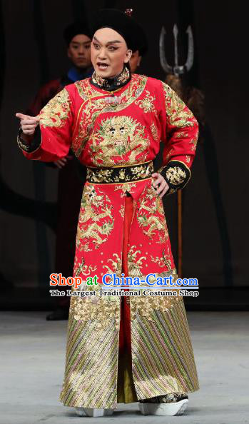 Inspector And Prince Chinese Peking Opera Royal Highness Garment Costumes and Headwear Beijing Opera Apparels Infante Red Clothing