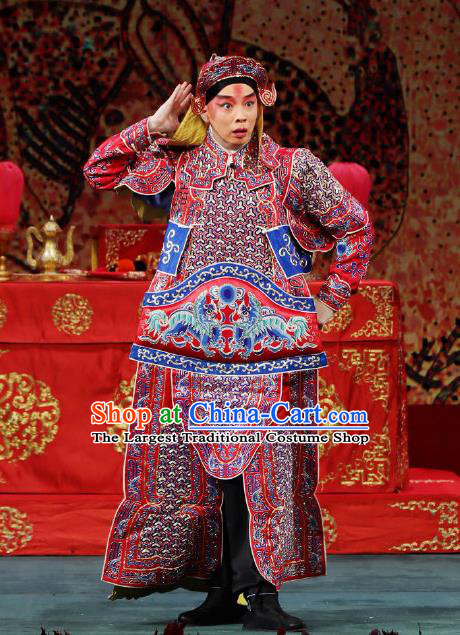 Zhai Ying Hui Chinese Peking Opera Takefu Armor Garment Costumes and Headwear Beijing Opera Wusheng Apparels Martial Male Tang Jiao Clothing