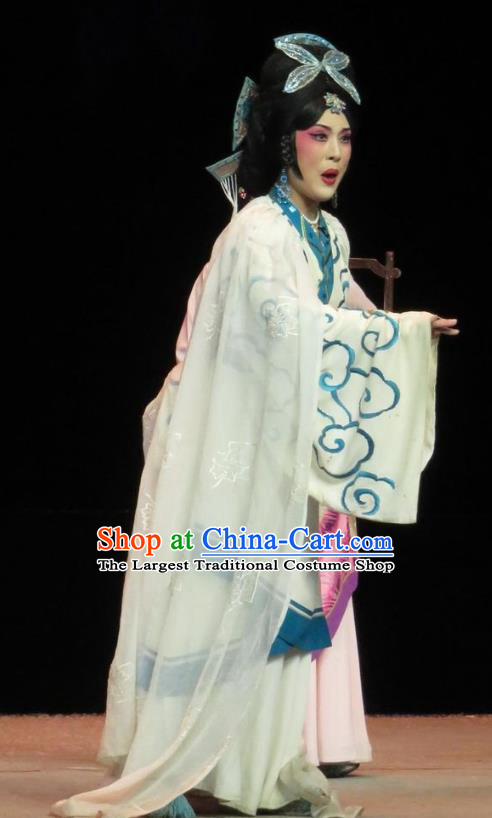 Chinese Ping Opera Princess Apparels Costumes and Headpieces Traditional Pingju Opera Saving Orphan Distress Maiden Dress Garment
