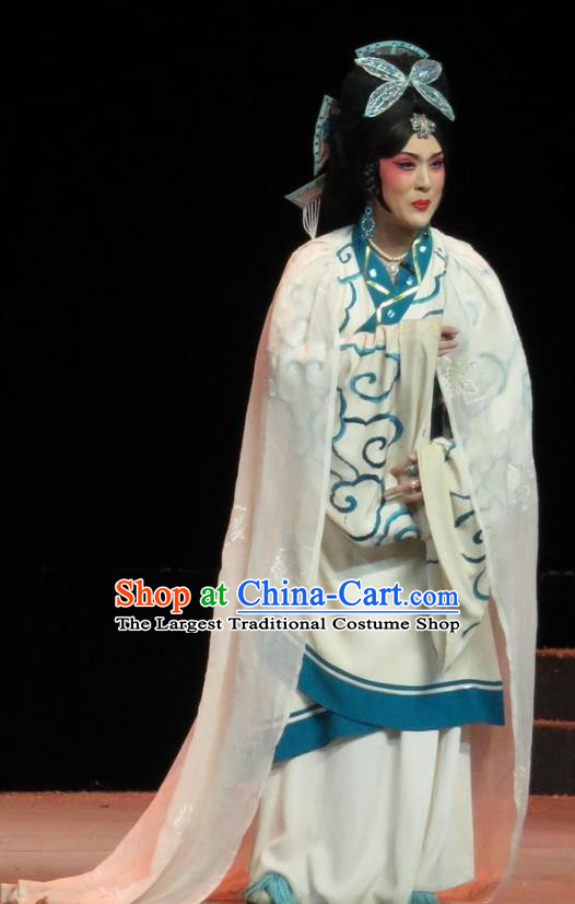 Chinese Ping Opera Princess Apparels Costumes and Headpieces Traditional Pingju Opera Saving Orphan Distress Maiden Dress Garment