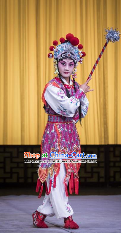 Chinese Beijing Opera Female General Apparels Yang Paifeng Costumes and Headpieces Traditional Peking Opera Martial Lady Dress Woman Soldier Armor Garment