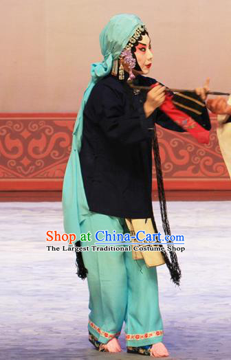 Chinese Beijing Opera Country Woman Apparels Ju Da Gang Costumes and Headdress Traditional Peking Opera Village Female Dress Garment