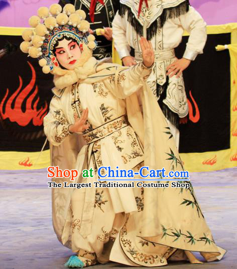 Chinese Beijing Opera Wudan Apparels Ju Da Gang Costumes and Headdress Traditional Peking Opera Blues Dress Martial Female Garment
