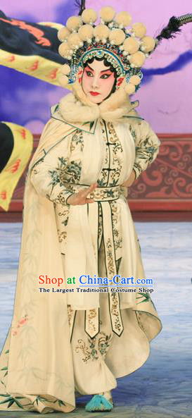 Chinese Beijing Opera Wudan Apparels Ju Da Gang Costumes and Headdress Traditional Peking Opera Blues Dress Martial Female Garment
