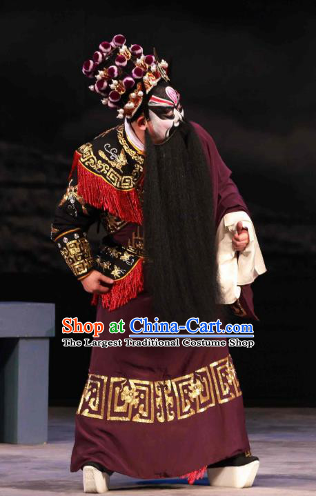 Feng Yu Xing Huang Qi Chinese Peking Opera Wusheng Song Jiang Garment Costumes and Headwear Beijing Opera Painted Face Apparels Hero Li Kui Clothing