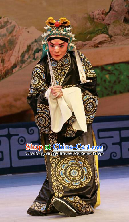 Nan Jie Guan Chinese Peking Opera Clown Garment Costumes and Headwear Beijing Opera Official He Yanxi Apparels Clothing