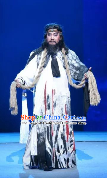Da Shun Chinese Peking Opera Laosheng Monarch Shun Garment Costumes and Headwear Beijing Opera Emperor Apparels Elderly Male Clothing