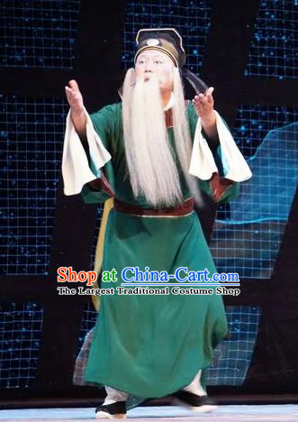 Man Jiang Hong Chinese Peking Opera Old Man Apparels Costumes and Headpieces Beijing Opera Elderly Servant Garment Clothing