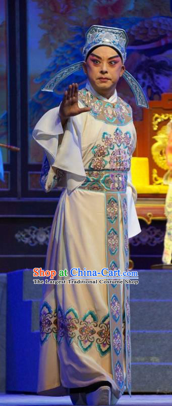 Princess Changping Chinese Peking Opera Xiaosheng Garment Costumes and Headwear Beijing Opera Military Officer Apparels Young Male Zhou Shixian Clothing