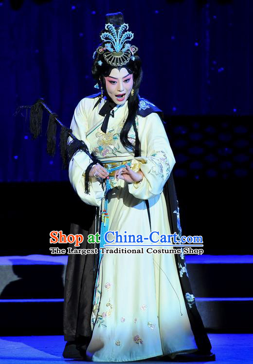 Chinese Beijing Opera Young Woman Cai Wenji Apparels Anecdote of Jian An Costumes and Headdress Traditional Peking Opera Diva Dress Actress Garment