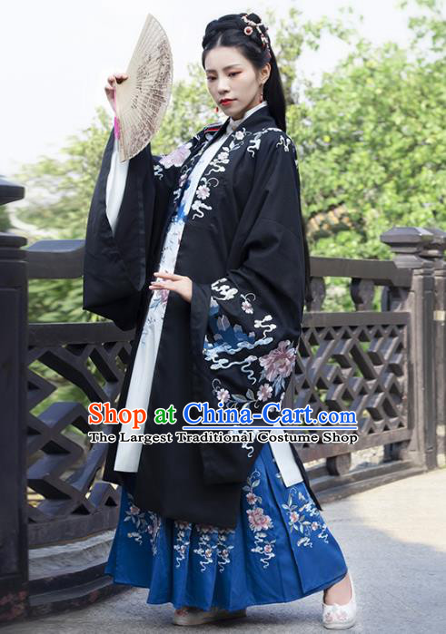 Chinese Traditional Song Dynasty Patrician Female Historical Costumes Ancient Young Lady Embroidered Hanfu Dress Garment Complete Set for Women
