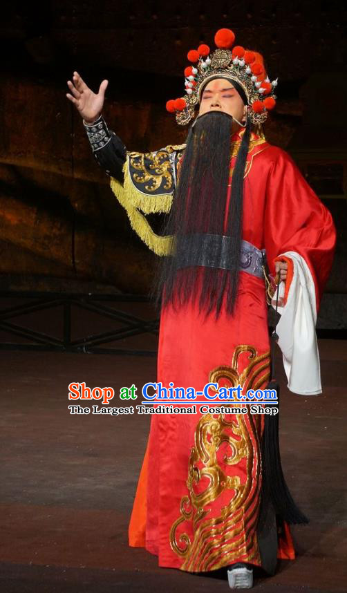 Wu Qi Chinese Peking Opera General Apparels Costumes and Headpieces Beijing Opera Martial Male Garment Military Officer Clothing