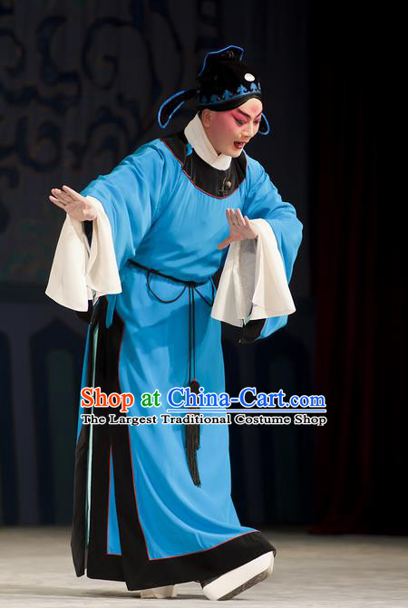 Zhou Ren Xian Sao Chinese Peking Opera Niche Apparels Costumes and Headpieces Beijing Opera Xiaosheng Garment Young Male Blue Clothing