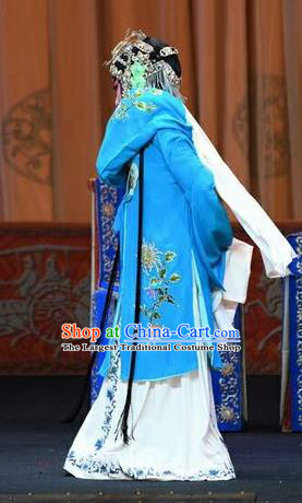 Chinese Beijing Opera Distress Maiden Garment Li Sanniang Costumes and Hair Accessories Traditional Peking Opera Actress Dress Young Mistress Apparels
