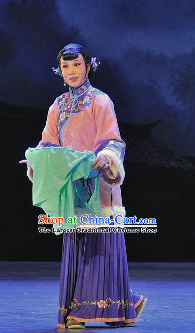 Chinese Beijing Opera Young Mistress Rui Jue Garment Luo Mei Yin Costumes and Hair Accessories Traditional Peking Opera Rich Female Dress Hua Tan Apparels