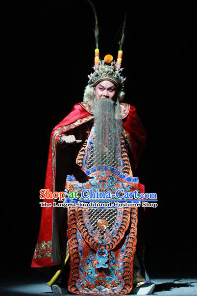 Xiang Lian Case Chinese Peking Opera Lord Wu Sangui Apparels Costumes and Headpieces Beijing Opera Elderly Male Garment General Armor Clothing