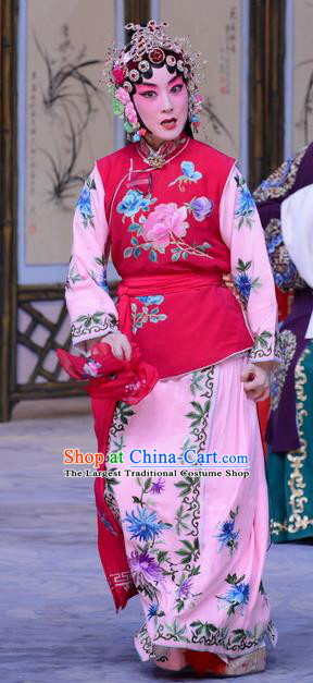 Chinese Beijing Opera Maidservant Garment Actress Costumes and Hair Accessories The Jade Hairpin Traditional Peking Opera Xiaodan Xiao Hui Dress Apparels
