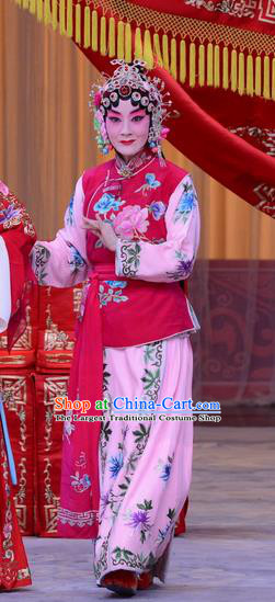 Chinese Beijing Opera Maidservant Garment Actress Costumes and Hair Accessories The Jade Hairpin Traditional Peking Opera Xiaodan Xiao Hui Dress Apparels