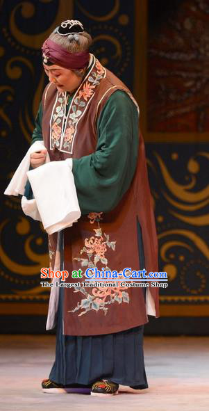 Chinese Ping Opera Elderly Female Apparels Costumes and Headpieces Yu Zhou Feng Traditional Pingju Opera Dame Dress Garment