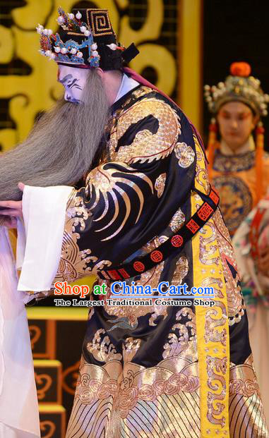 Yu Zhou Feng Chinese Ping Opera Elderly Male Garment Costumes and Headwear Pingju Opera Official Zhao Gao Apparels Laosheng Clothing