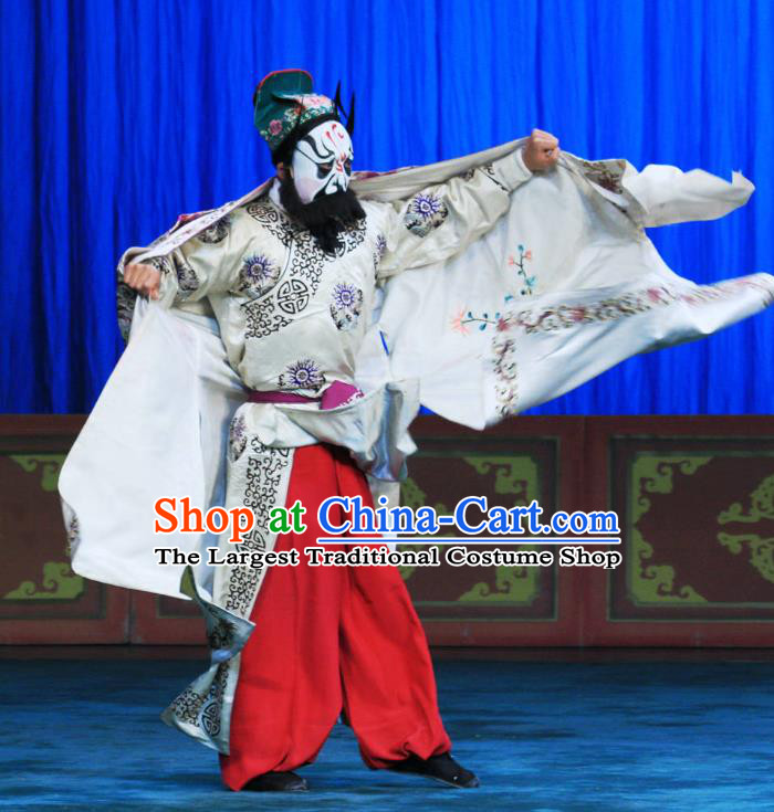 Da Jiu Guan Chinese Peking Opera Bully Jiang Zhong Apparels Costumes and Headpieces Beijing Opera Swordsman Garment Martial Male Clothing