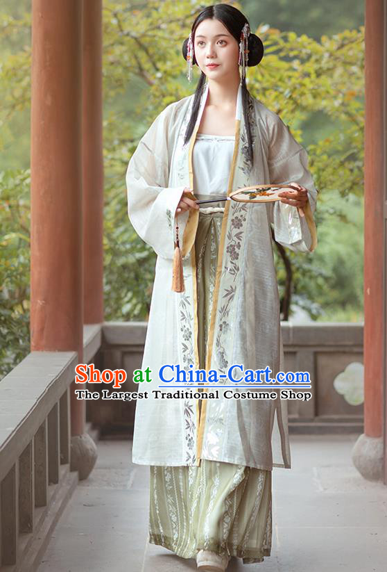 Chinese Traditional Song Dynasty Civilian Female Historical Costumes Ancient Young Lady Embroidered Hanfu Dress Garment Complete Set