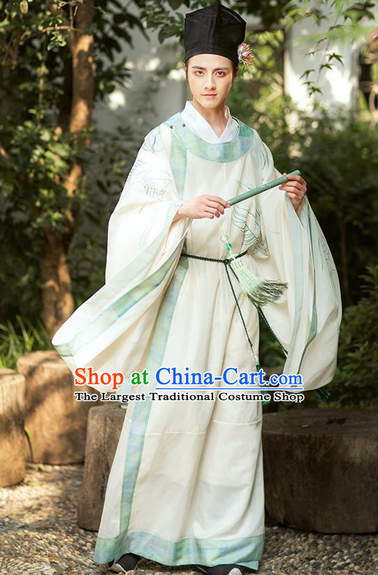 Chinese Traditional Song Dynasty Scholar Historical Costumes Ancient Nobility Childe Hanfu Young Man Garment Clothing
