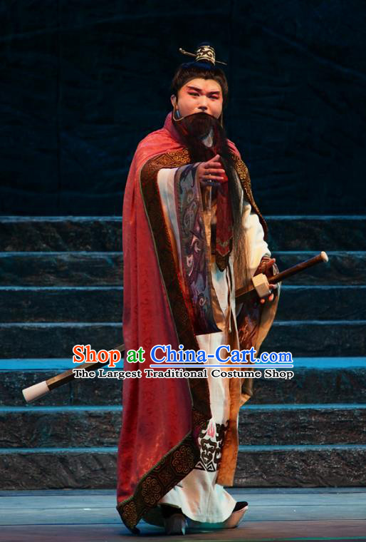 King of Qi Tian Heng Chinese Peking Opera Monarch Apparels Costumes and Headpieces Beijing Opera Elderly Male Garment Clothing