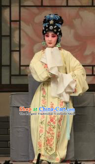 Chinese Beijing Opera Hua Tan Garment Costumes and Hair Accessories Bei Feng Jin Traditional Peking Opera Actress Yellow Dress Young Female Zhuo Wenjun Apparels