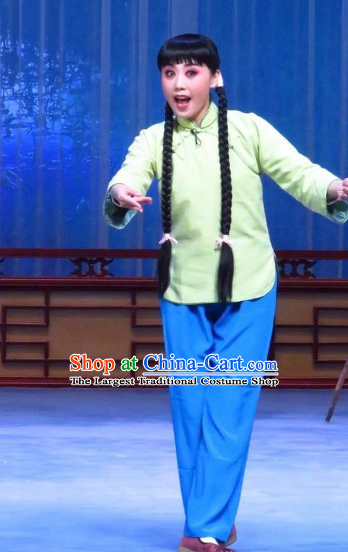 Chinese Ping Opera Republican Period Village Girl Apparels Costumes and Headpieces Zhao Yunniang Traditional Pingju Opera Country Lady Dress Garment