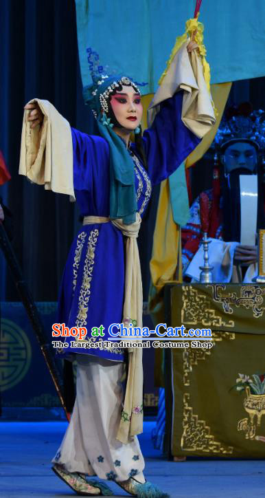 Chinese Sichuan Opera Distress Maiden Costumes and Hair Accessories Da Shen Traditional Peking Opera Tsing Yi Dress Actress Jiao Guiying Apparels