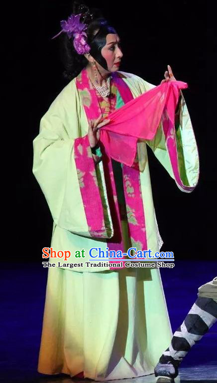 Chinese Sichuan Opera Woman Matchmaker Costumes and Hair Accessories Yu Hai Kuang Chao Traditional Peking Opera Dame Dress Female Apparels