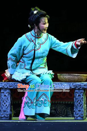 Chinese Ping Opera Female Servant Apparels Costumes and Headpieces Jin E Traditional Pingju Opera Country Woman Dress Garment