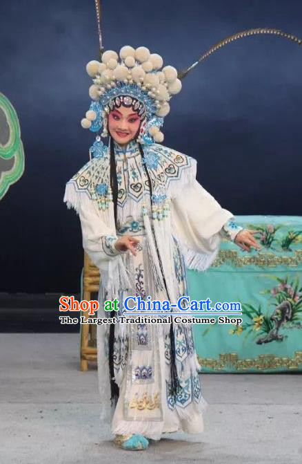 Chinese Sichuan Opera Swordswoman The Legend of White Snake Garment Costumes and Hair Accessories Traditional Peking Opera Tao Ma Tan Dress Bai Suzhen Apparels