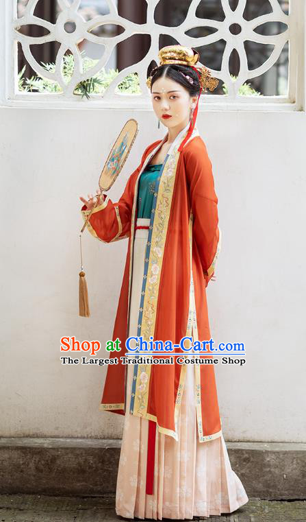 Chinese Ancient Imperial Concubine Embroidered Hanfu Dress Traditional Song Dynasty Court Women Historical Costumes Complete Set