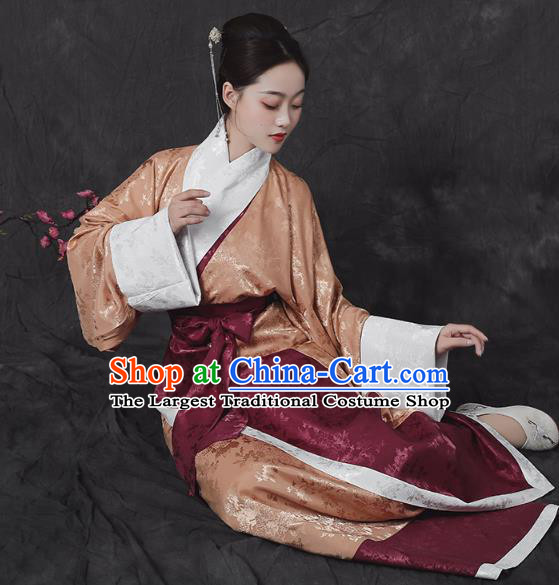 Chinese Traditional Curving Front Robe Hanfu Dress Ancient Han Dynasty Palace Princess Historical Costumes