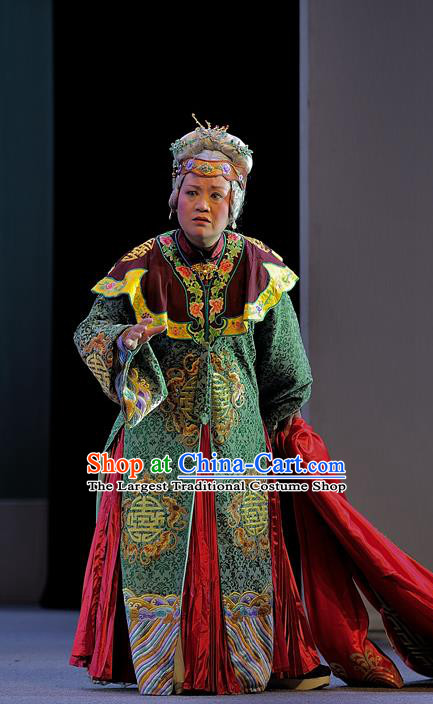 Chinese Sichuan Opera Elderly Woman Garment Costumes and Hair Accessories Traditional Peking Opera Xue Baochai Laodan Dress Dowager Countess Apparels