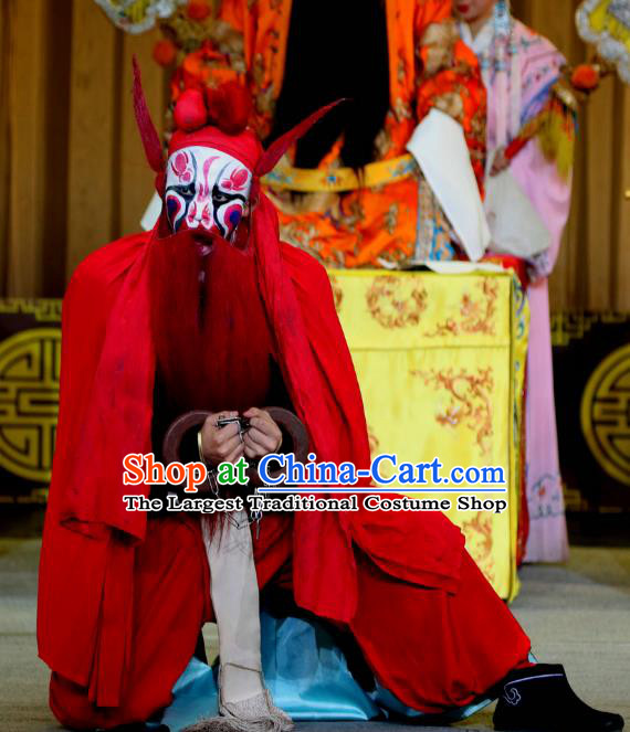Jin Dian Shen La Chinese Sichuan Opera Martial Man Apparels Costumes and Headpieces Peking Opera Wusheng Garment Prisoner Clothing