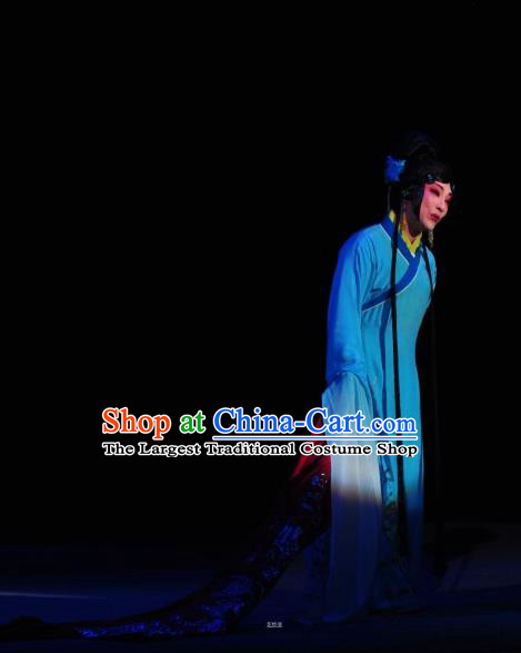 Chinese Sichuan Opera Distress Maiden Garment Costumes and Hair Accessories Traditional Peking Opera Tsing Yi Dress Diva Li Yaxian Apparels